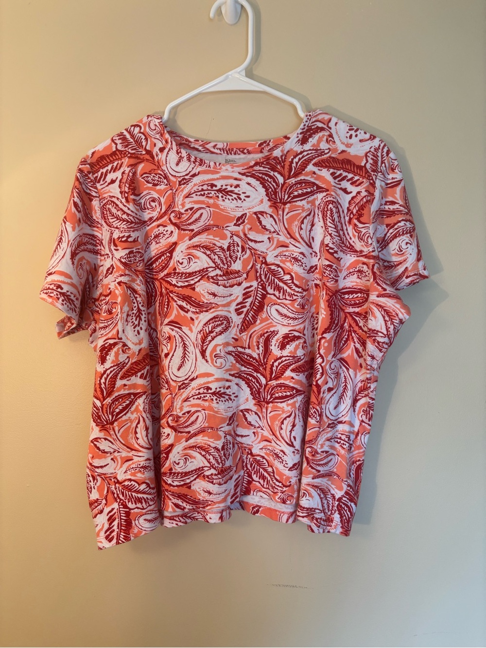 Kim Rogers Red and White Paisley Short-Sleeve Tee